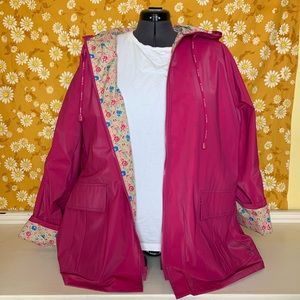 JG Hook 2XL Pink Floral Rain Jacket with Hood ☔️